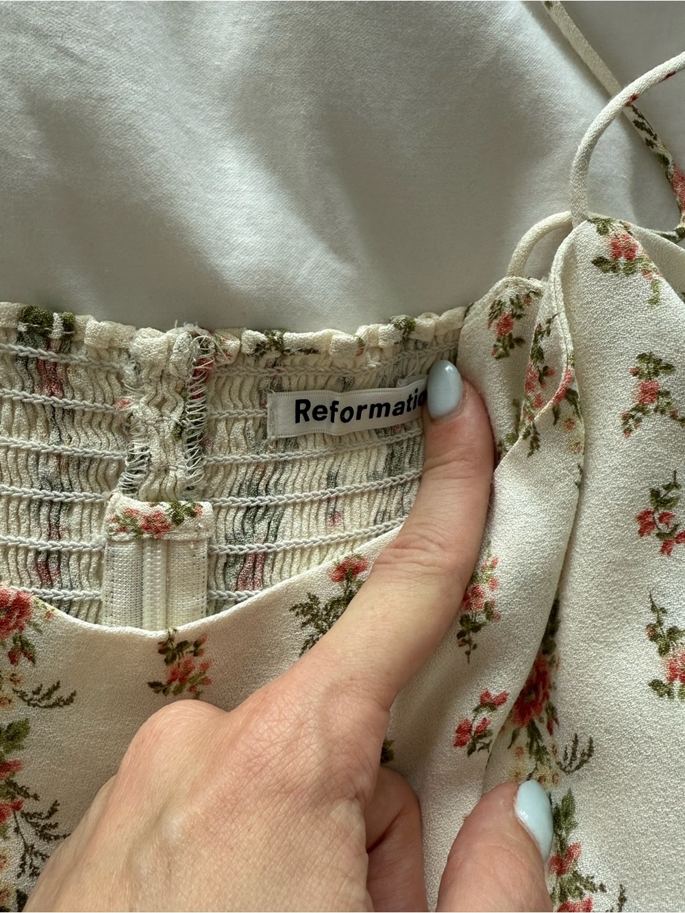 Reformation Cream Floral Tie-Shoulder Tank Top - Picture 4 of 5